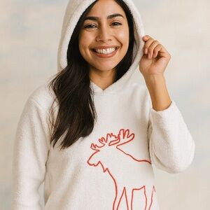 Abercrombie Kids White Hoodie with Red Moose